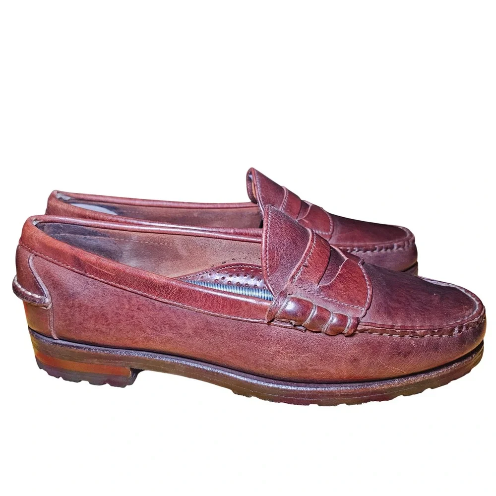 Allen Edmonds Gorham Mens Brown Leather Penny Loafers Lug Sole USA Made 10.5 D